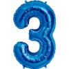 #3 blue foil number balloon