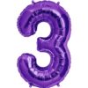#3 purple foil number balloon