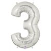 #3 silver foil number balloon